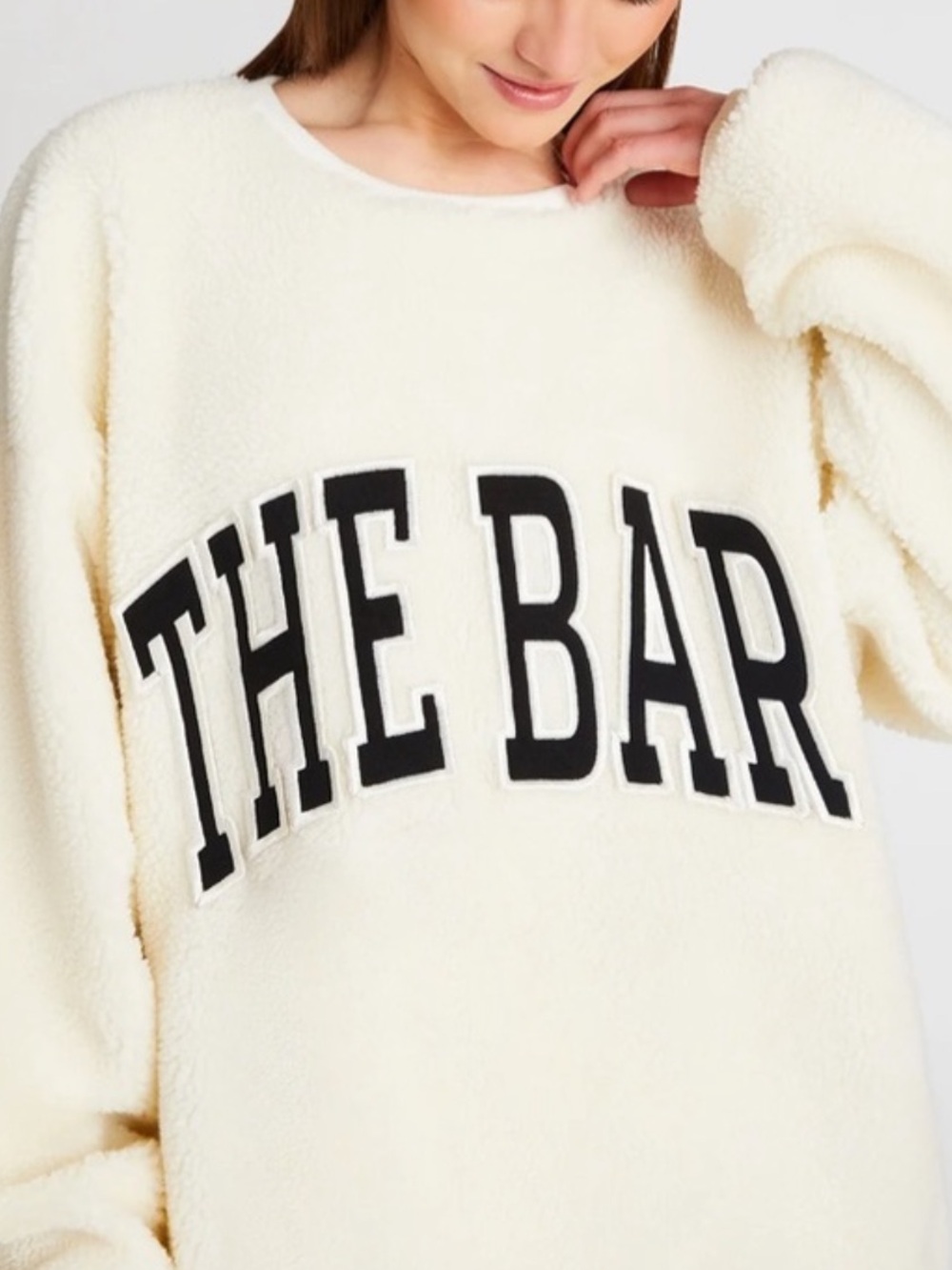 THE BAR Sherpa Teddy Gigi oversized sweatshirt navy cream size XL